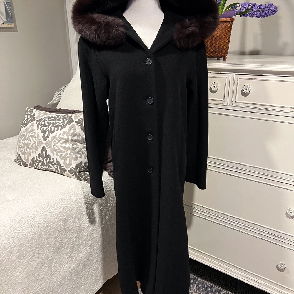 Steve Cashmere Blend 3/4 Length Jacket With Faux Fur Hood